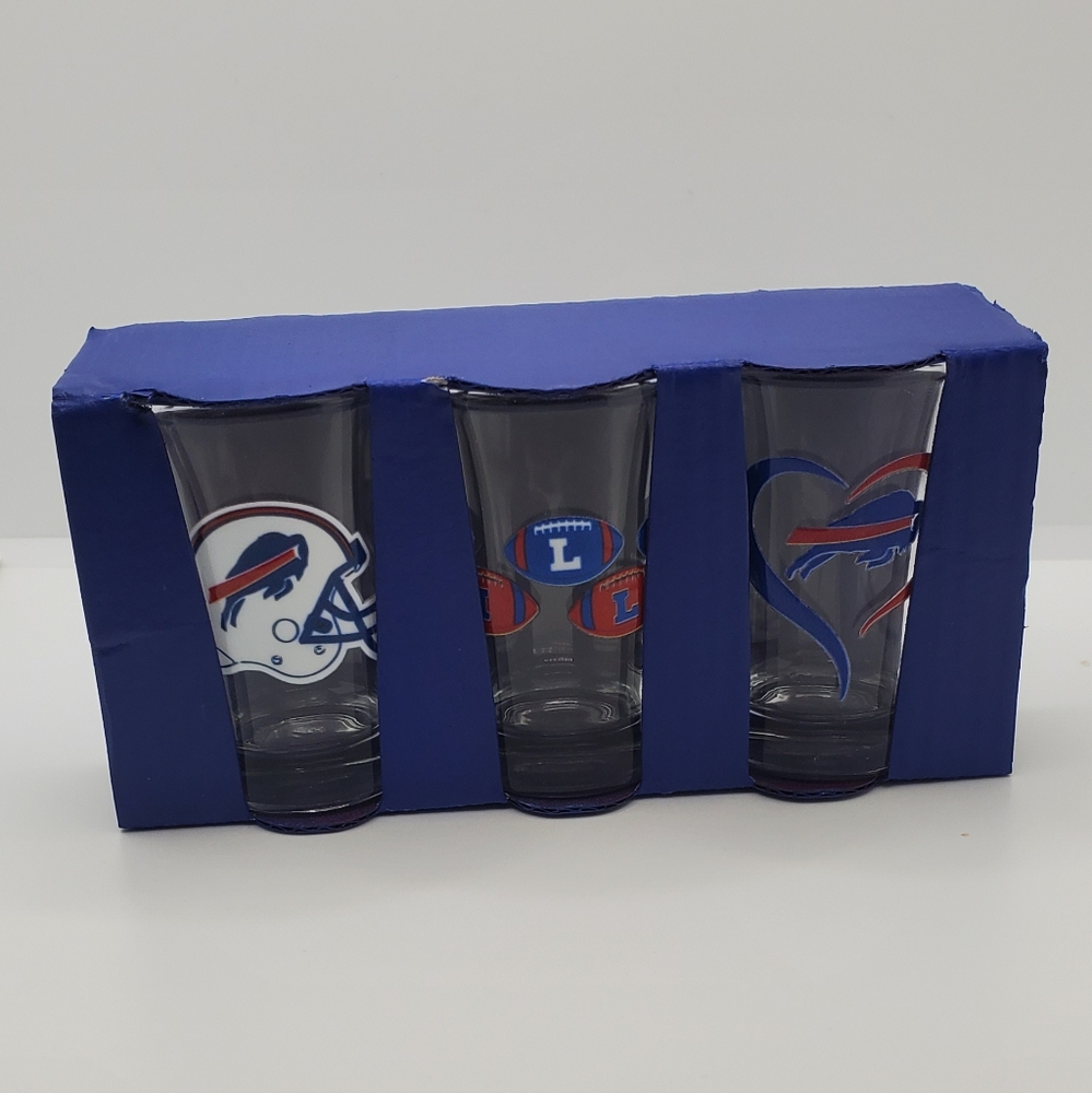 Buffalo Bills Logo Pint Glass Set - Blue and Red